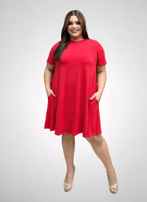 A Line Red Short Dress