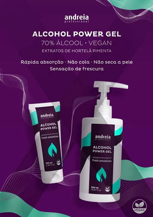 Andreia esmaltes, alcohol power gel-gel higienizante refrescante 500ml