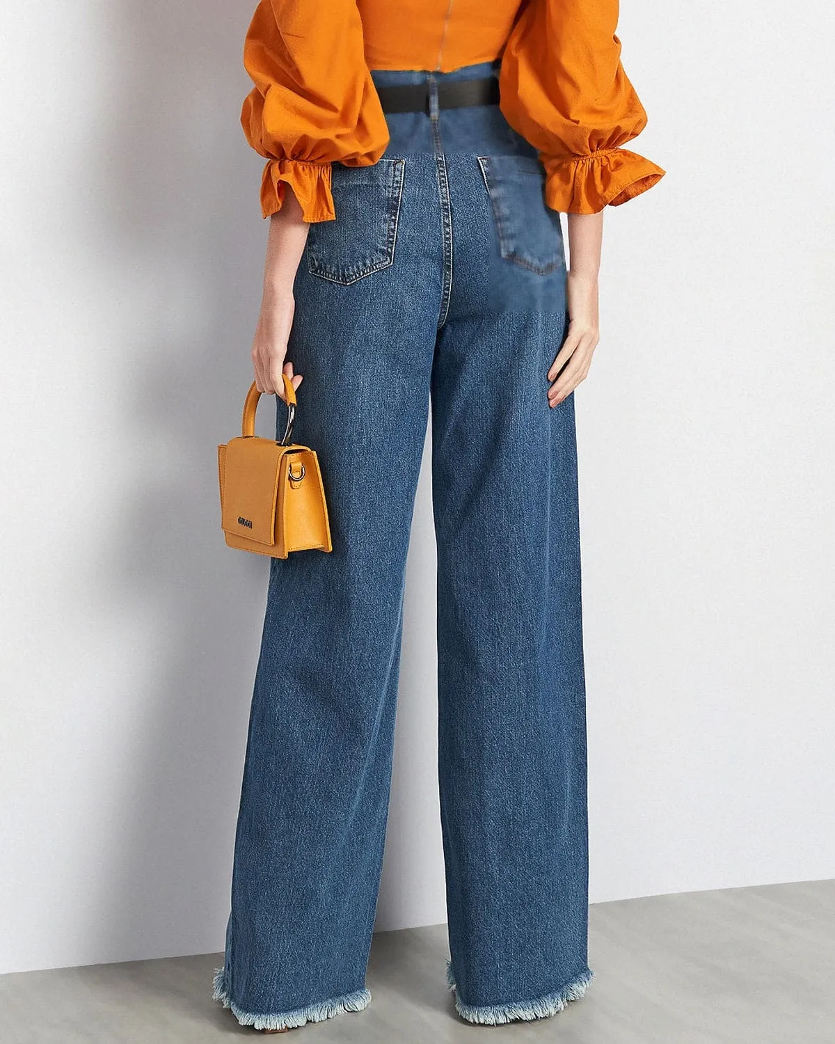 Calça Jeans Wide Leg Com Cinto