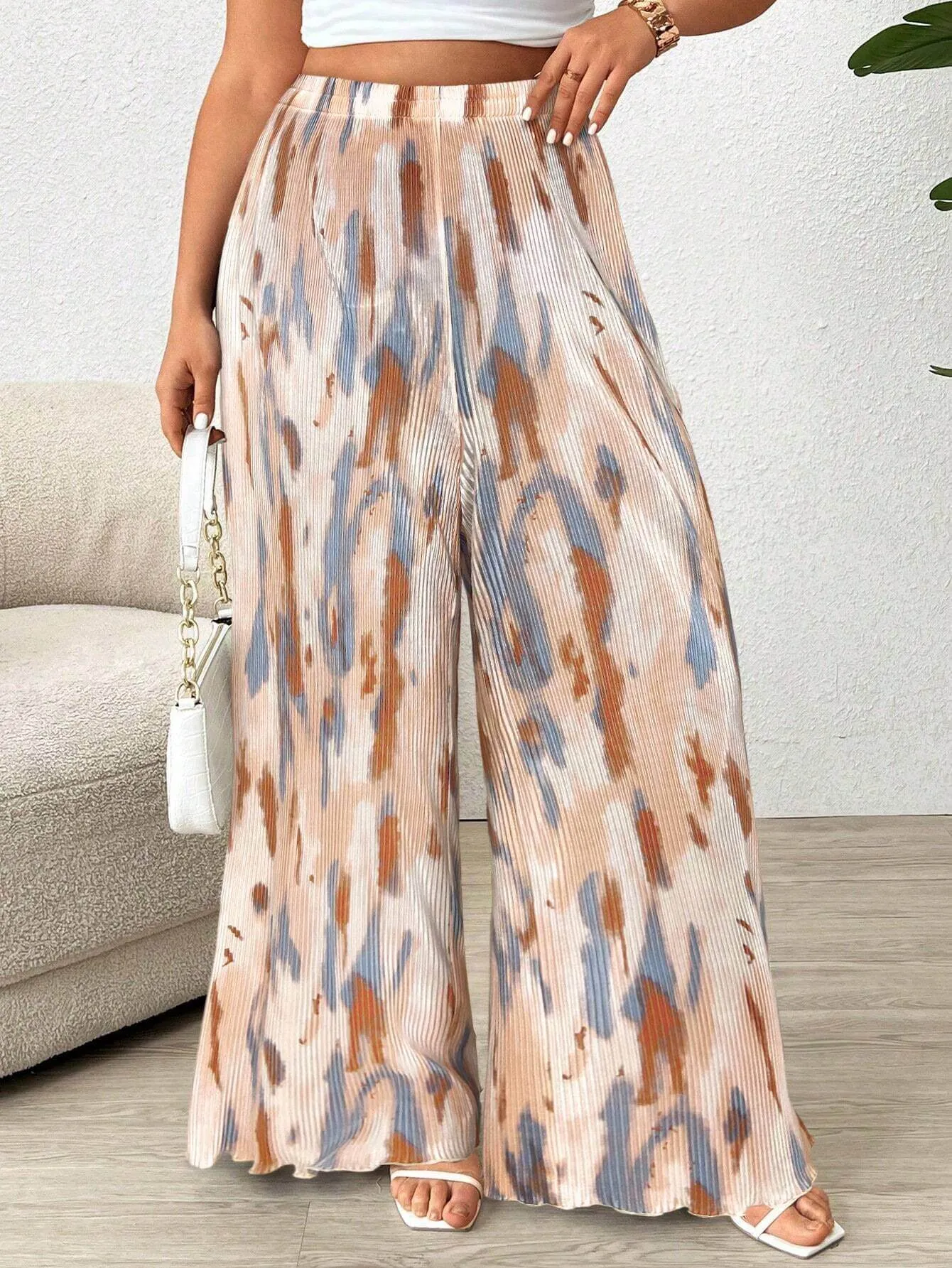 Calça Larga De Cintura Alta E Plissadas Plus Size - Anna