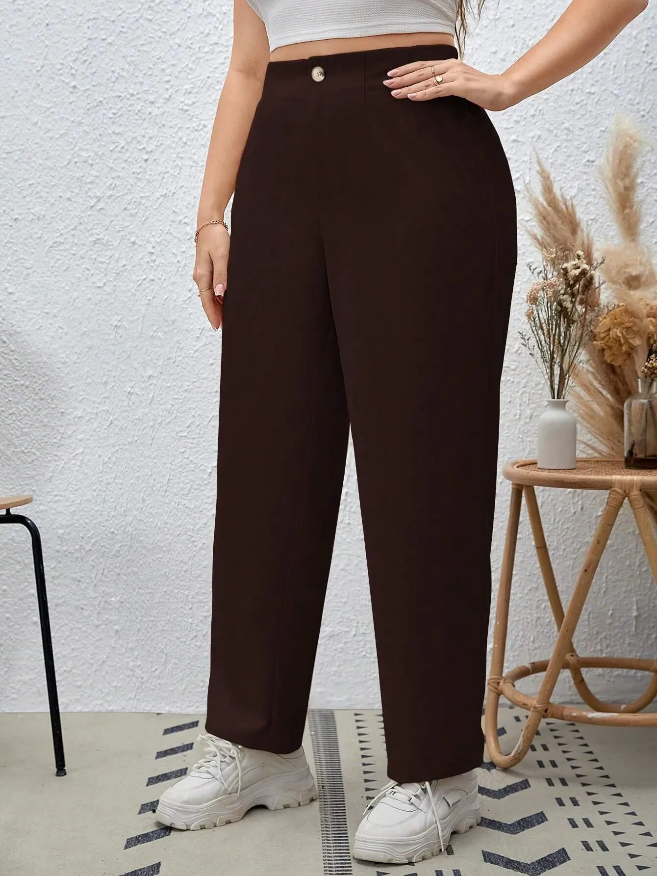 Calça Reta Feminina Plus Size - Amalia