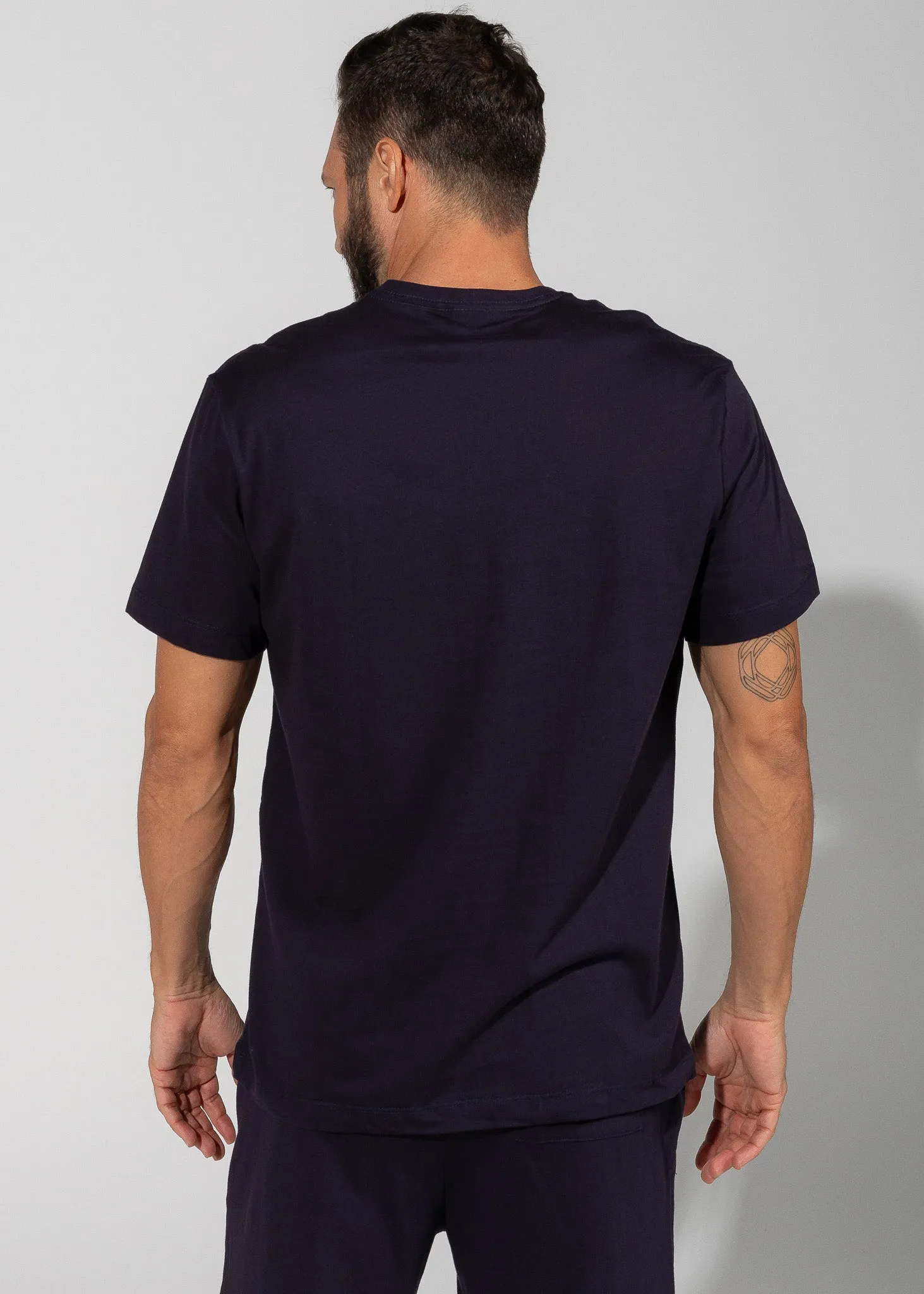 Camiseta Algodão Pima Gola V Marinho