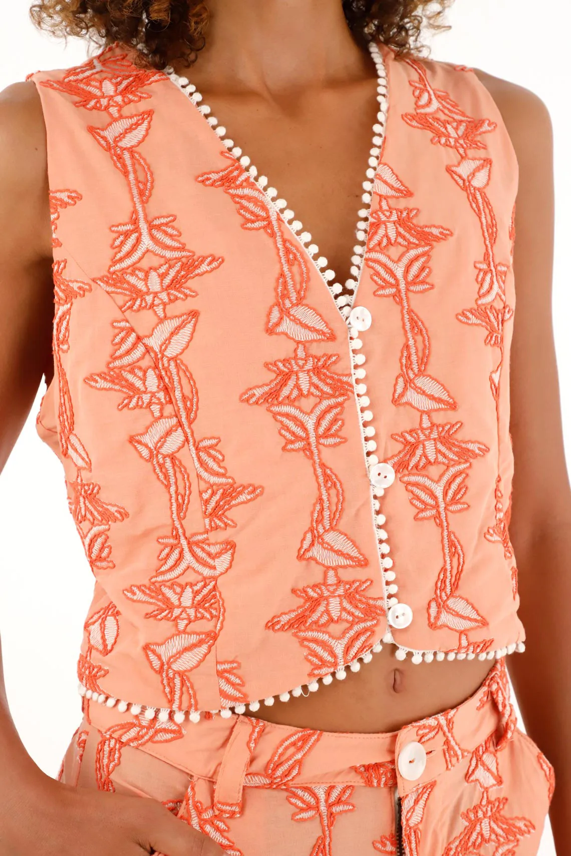 Chaleco naranja bordado para mujer