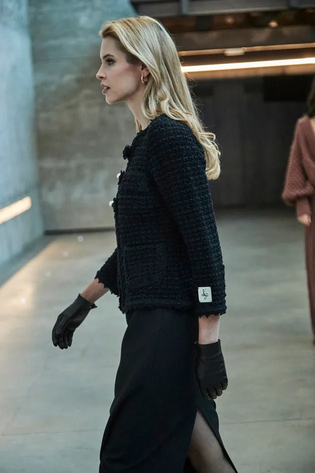 CHAQUETA TWEED NEGRO LAZOS ZOE