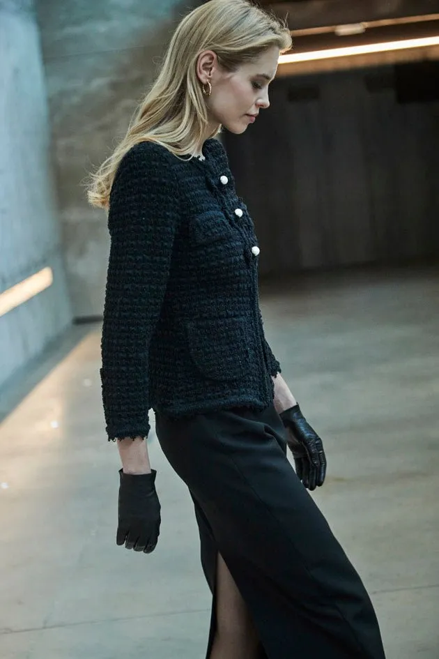 CHAQUETA TWEED NEGRO LAZOS ZOE