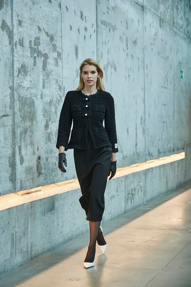 CHAQUETA TWEED NEGRO LAZOS ZOE