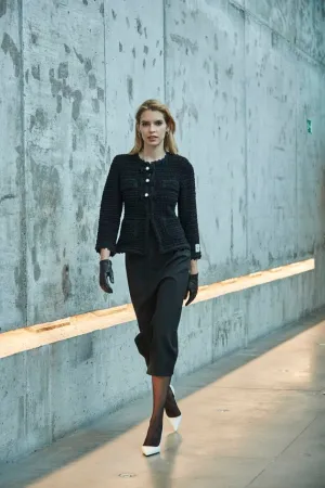 CHAQUETA TWEED NEGRO LAZOS ZOE