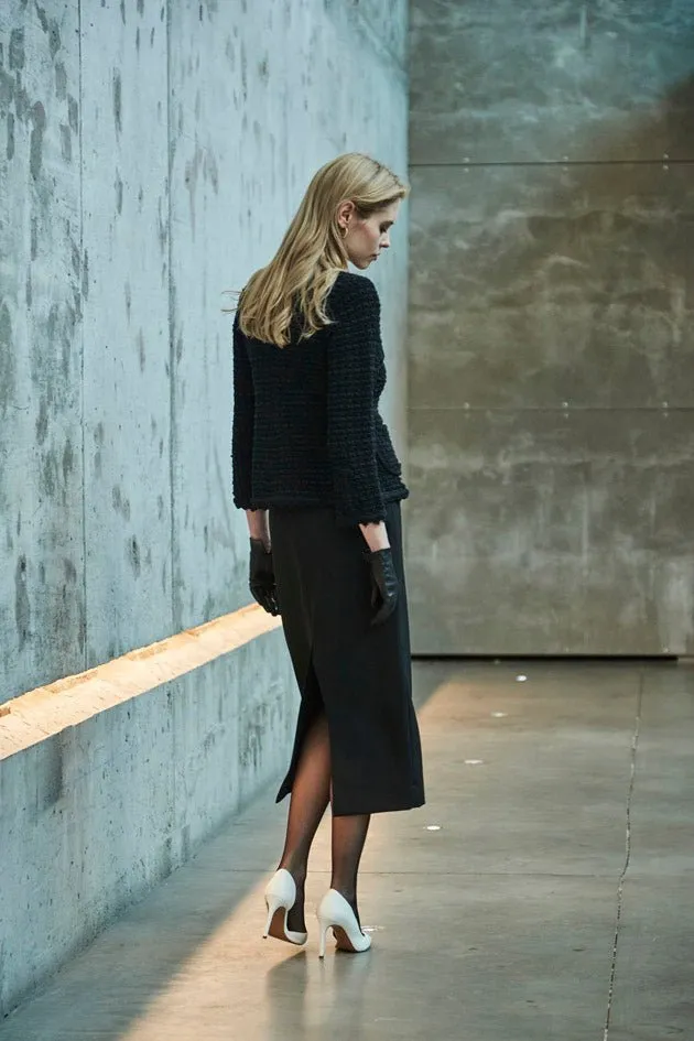 CHAQUETA TWEED NEGRO LAZOS ZOE