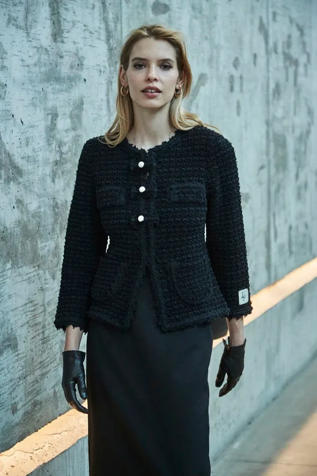 CHAQUETA TWEED NEGRO LAZOS ZOE