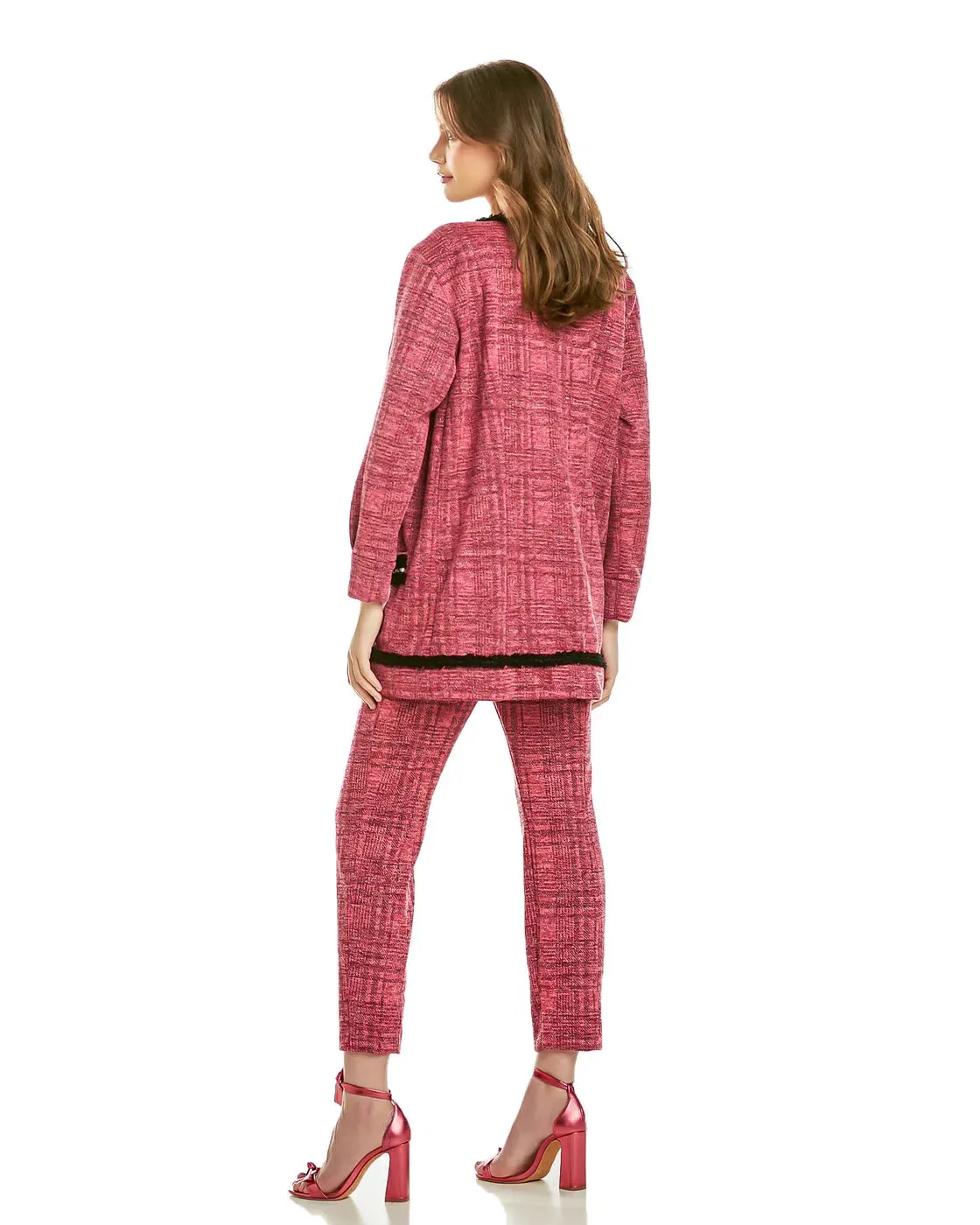 Conjunto Anne Fernandes Rosa Casaco Alongado/Calça