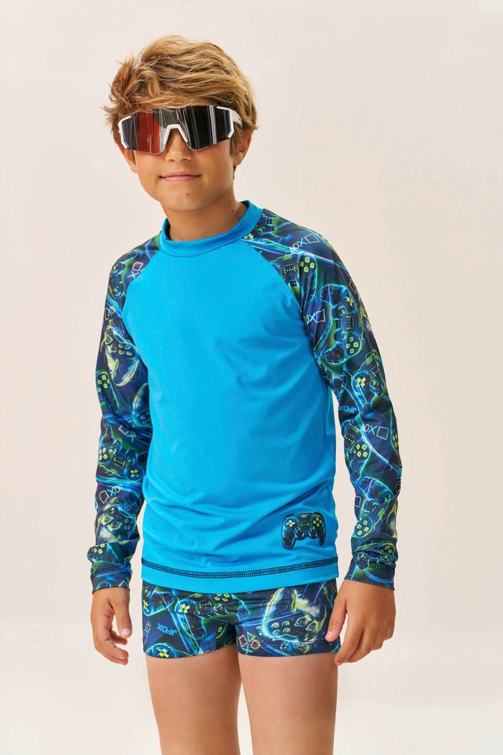 Conjunto de Camiseta e Sunga em Malha Uv Dry com Proteção Uv 50  73988 Johnny Fox