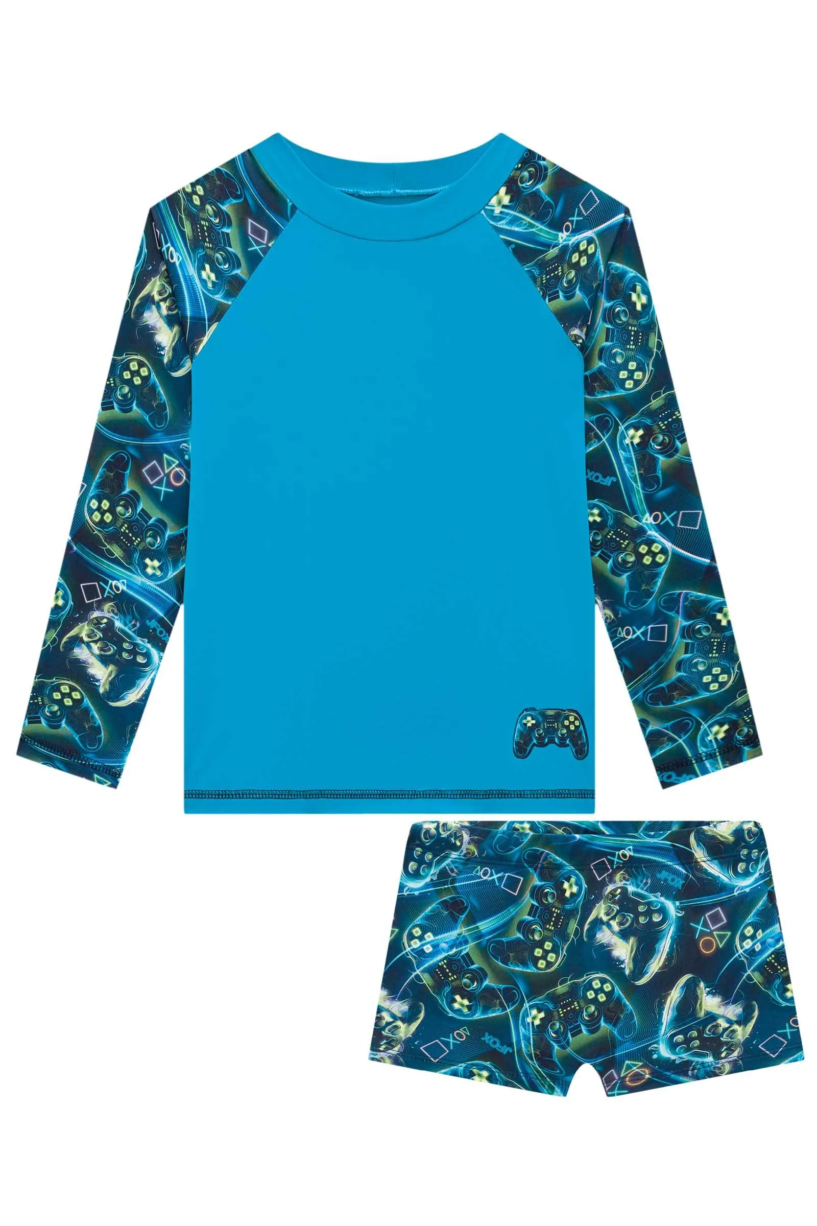 Conjunto de Camiseta e Sunga em Malha Uv Dry com Proteção Uv 50  73988 Johnny Fox