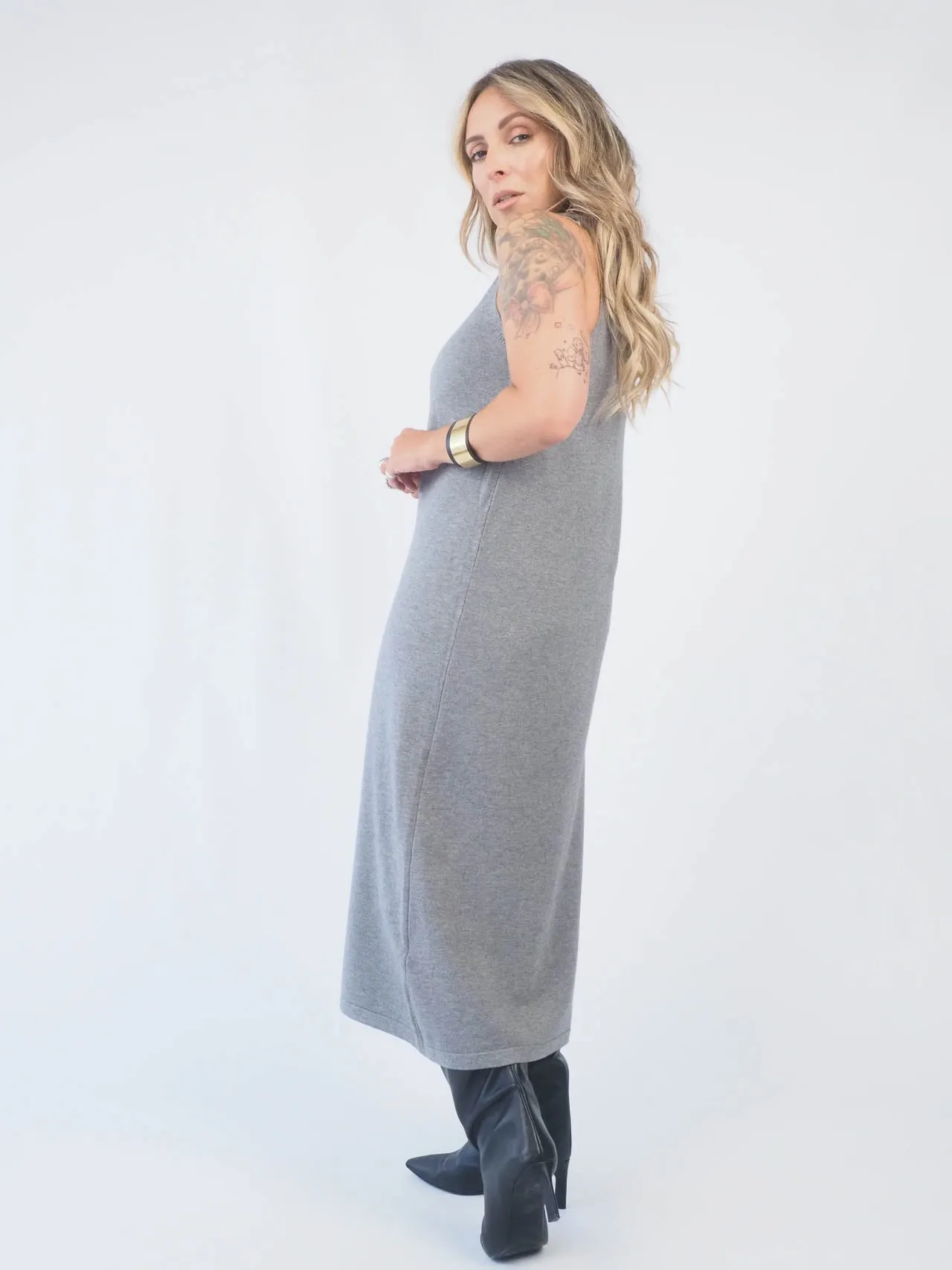 Conjunto Vestido e Casaco em Malha