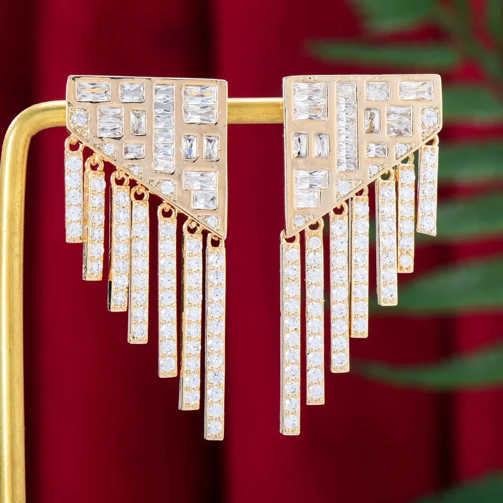 Ins Tassel Drop Earrings Luxury CZ BOHO Charm For Women