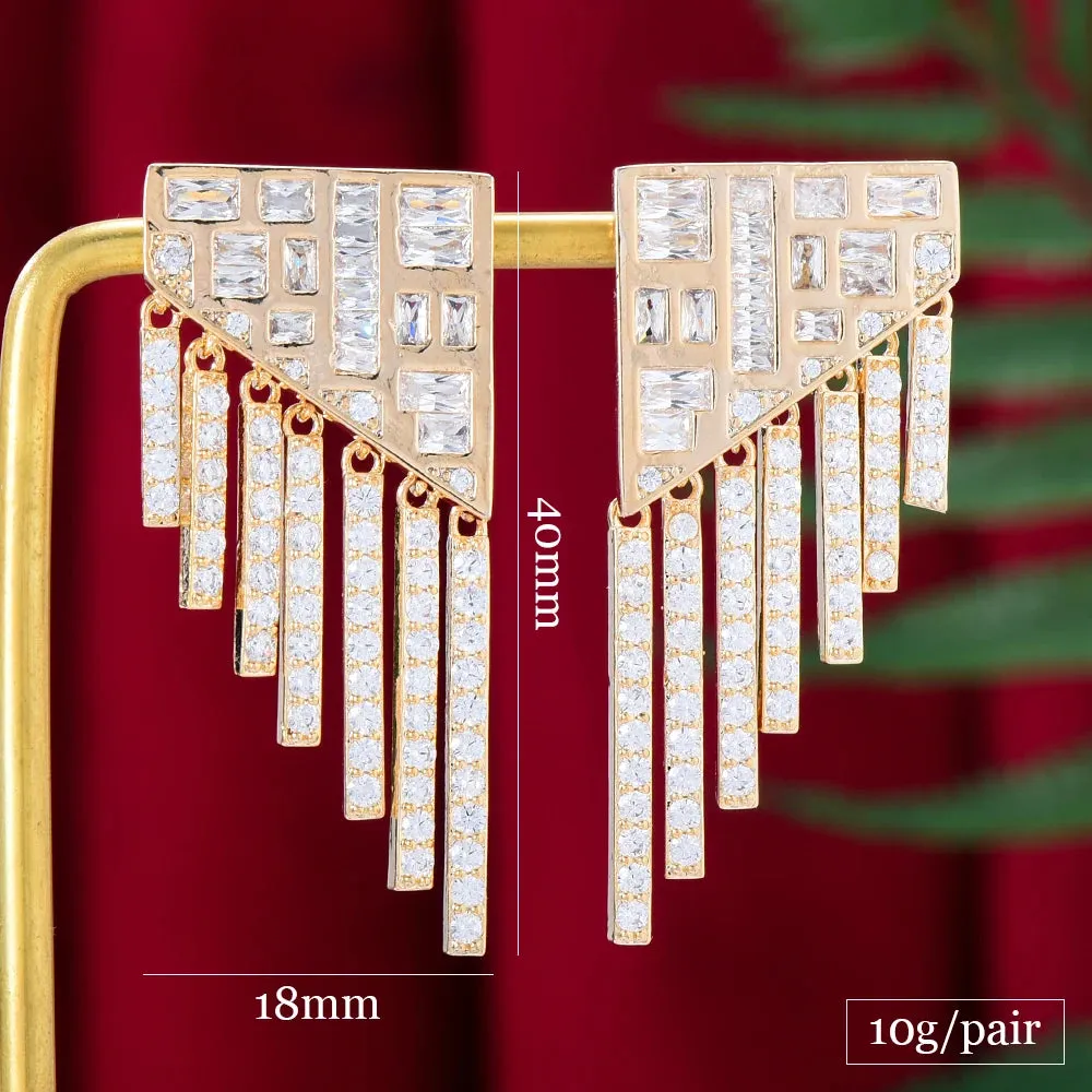 Ins Tassel Drop Earrings Luxury CZ BOHO Charm For Women