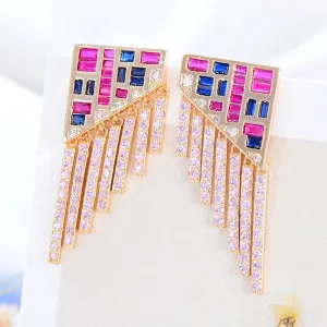 Ins Tassel Drop Earrings Luxury CZ BOHO Charm For Women