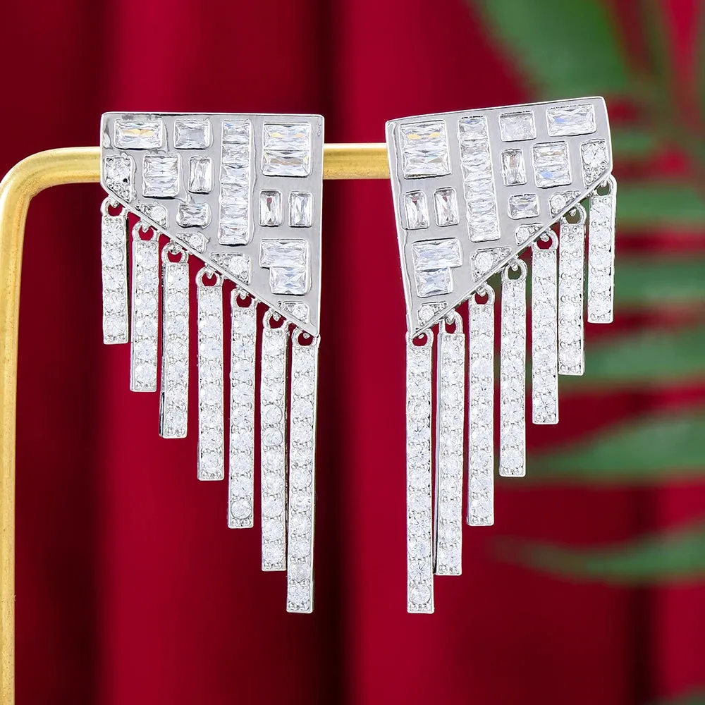 Ins Tassel Drop Earrings Luxury CZ BOHO Charm For Women