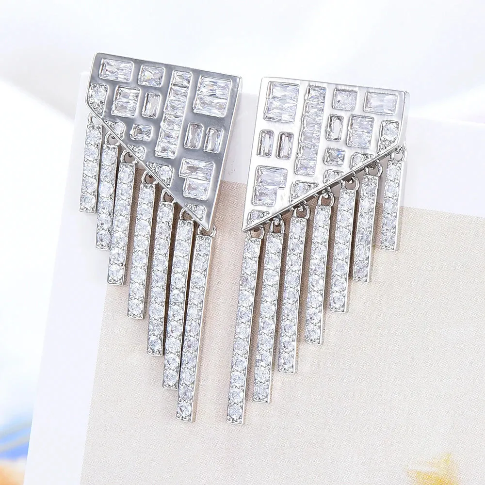 Ins Tassel Drop Earrings Luxury CZ BOHO Charm For Women