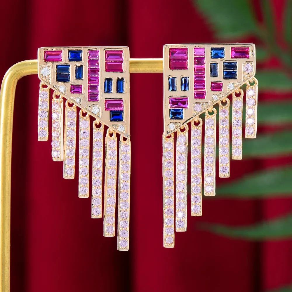 Ins Tassel Drop Earrings Luxury CZ BOHO Charm For Women