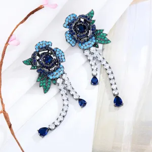 ins Trendy Shiny CZ Drop Dangle Long Earrings For Women Wedding
