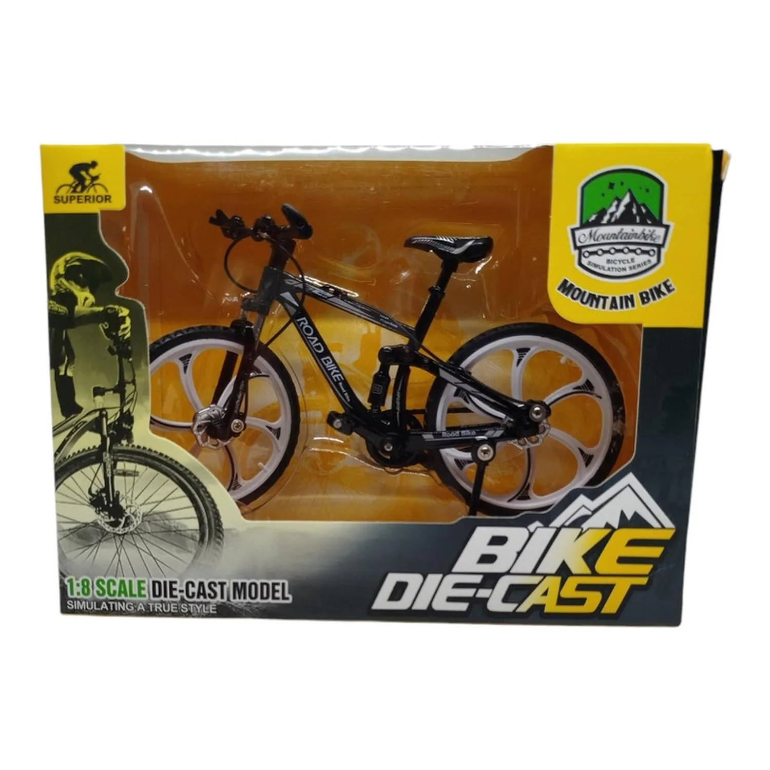 Jada Toys Vehículo Bicicleta Negra Llanta Negra Rin Blanco Escala 1:8 Mountain Bike
