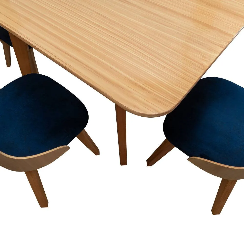 Juego de Comedor  4 Puestos Malaga Tela Azul