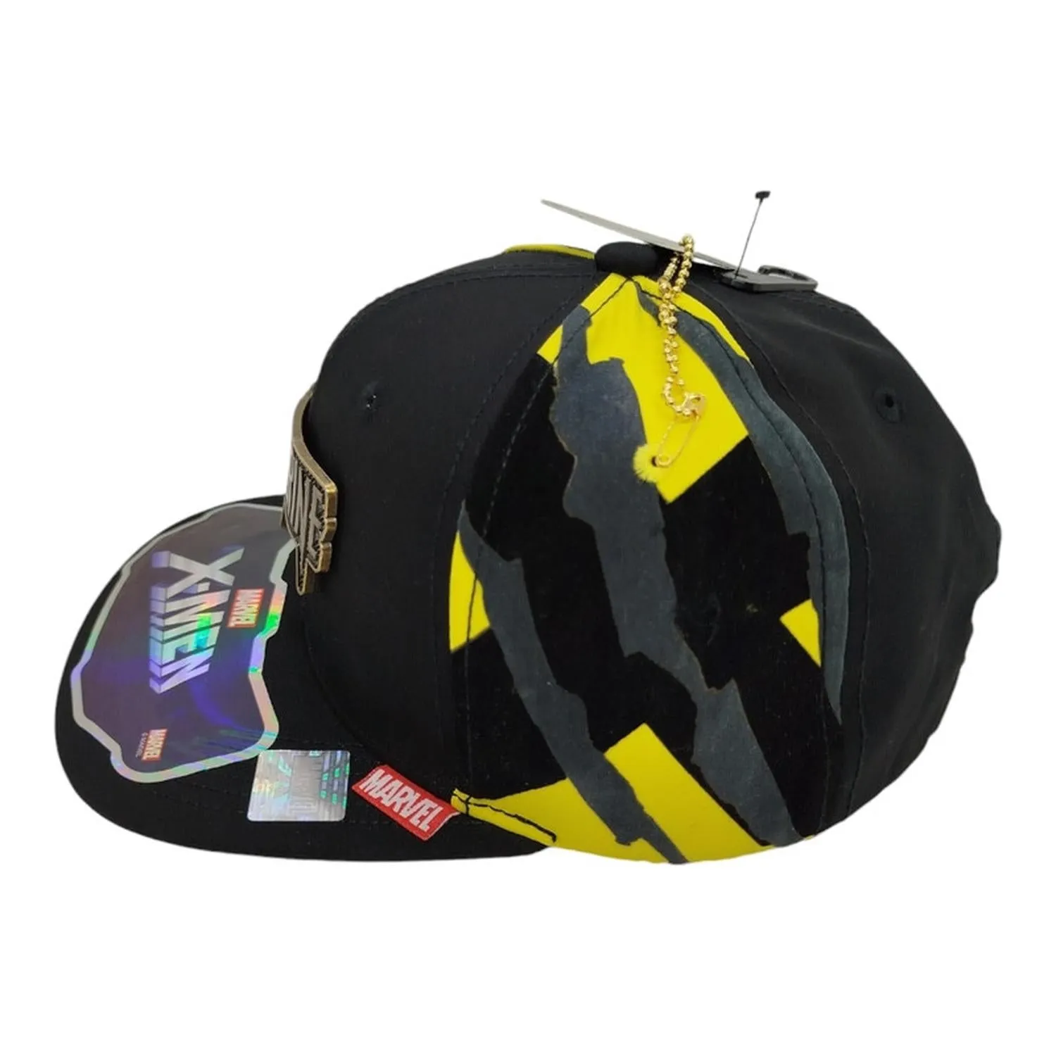 Kndit Caps Gorra Negra Camuflaje Amarillo Visera Negra Placa Bronce Letras Wolverine X-Men