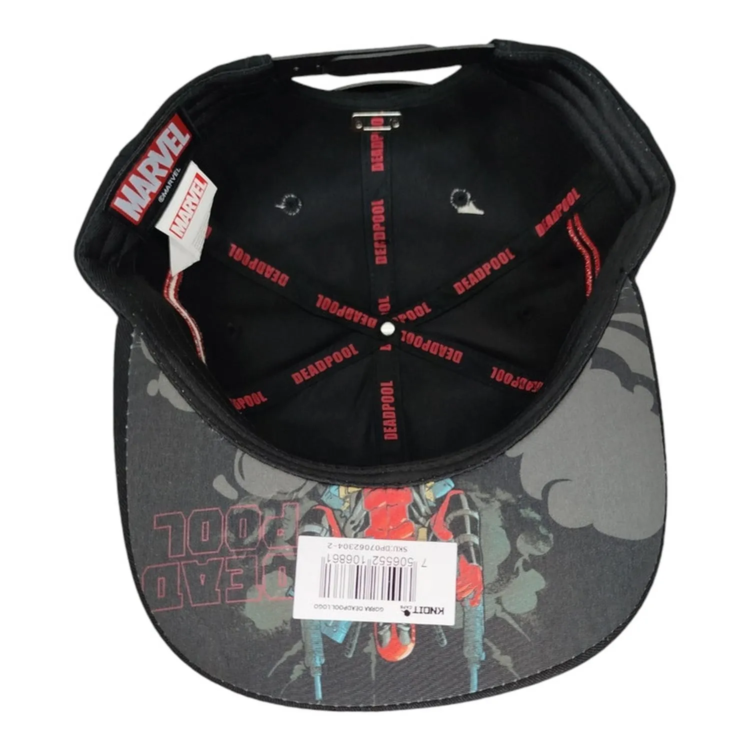 Kndit Caps Gorra Negra Placa Negra Logo Deadpool