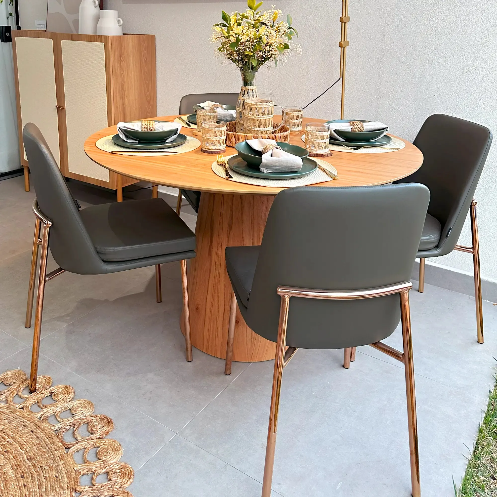 Mesa de Jantar Redonda Mikonos 120 cm - Castanho