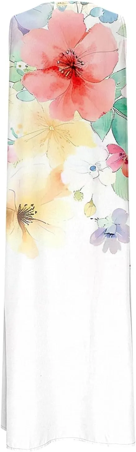 Sundress for Women Sleeveless Tank Dresses 2025 Vacation Plus Size Dress Casual Button V Neck Boho Floral Beach Dress