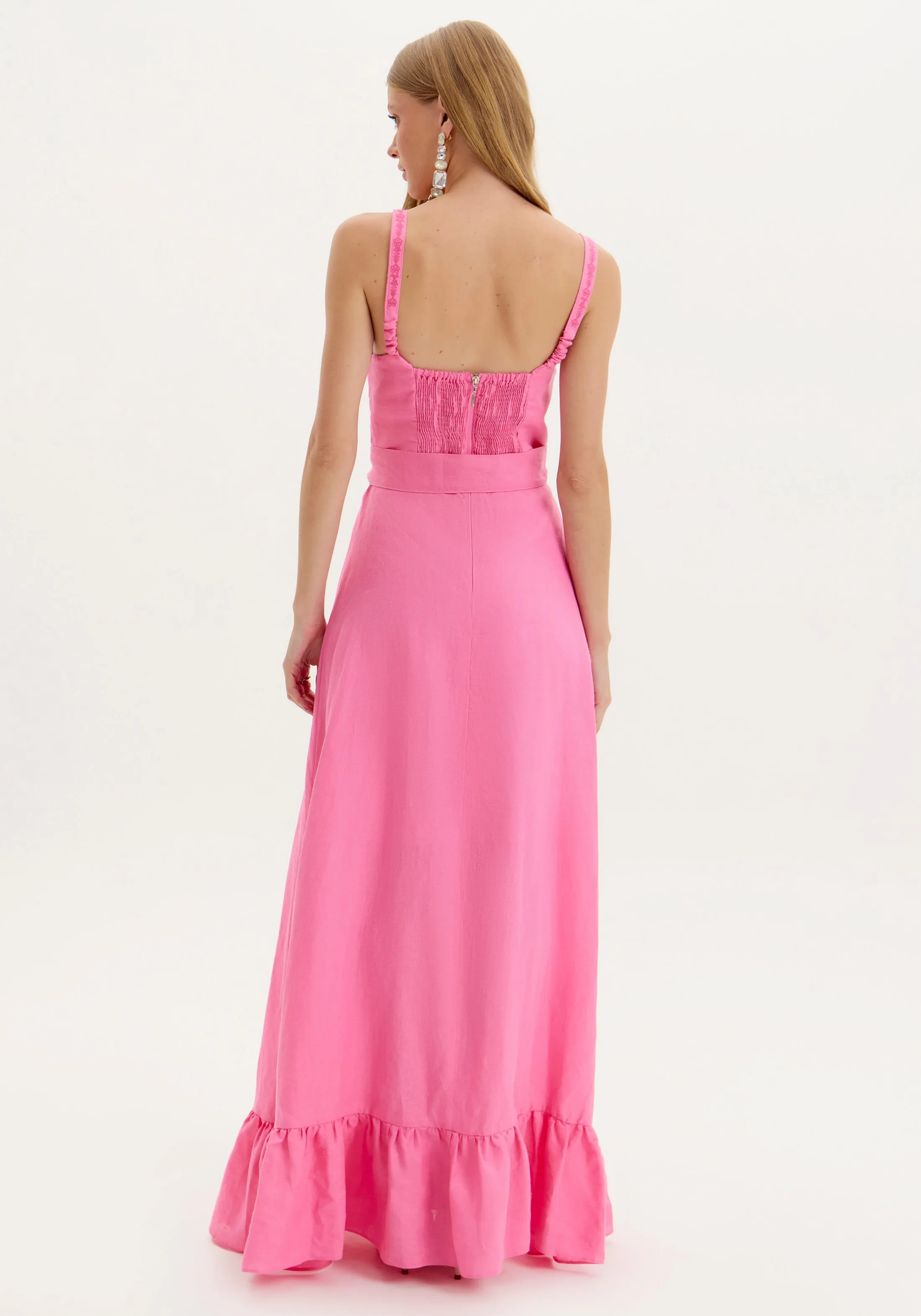 Vestido Amarante Super Midi Com Cinto