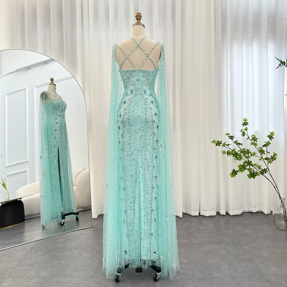 Vestido de Festa Longo Luxo Cravejado em Cristais com Alças Cruzadas