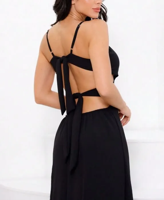 Vestido Longo Cintura Cut-Out de Fenda