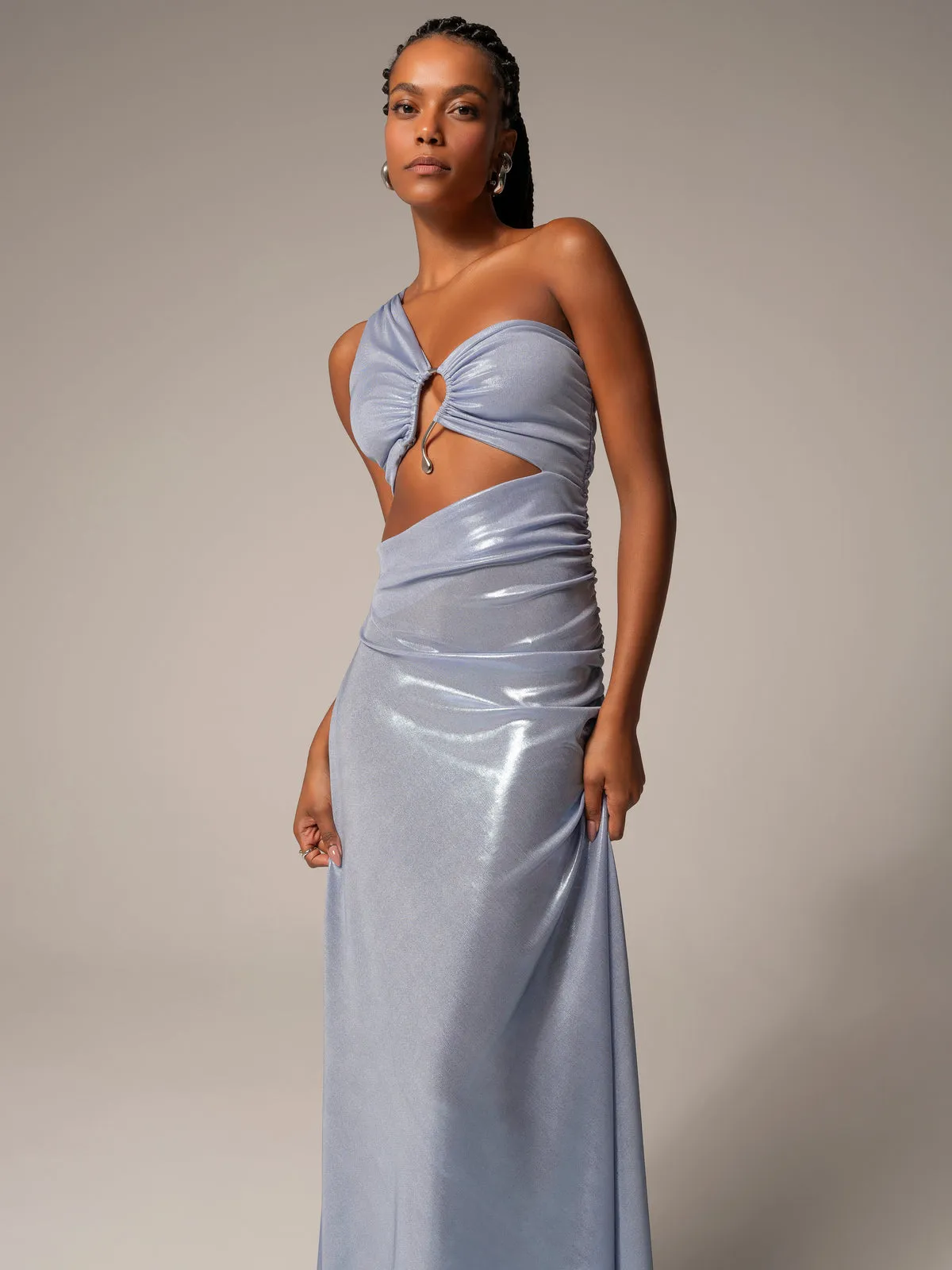 Vestido Longo Com Detalhe Metalizado
