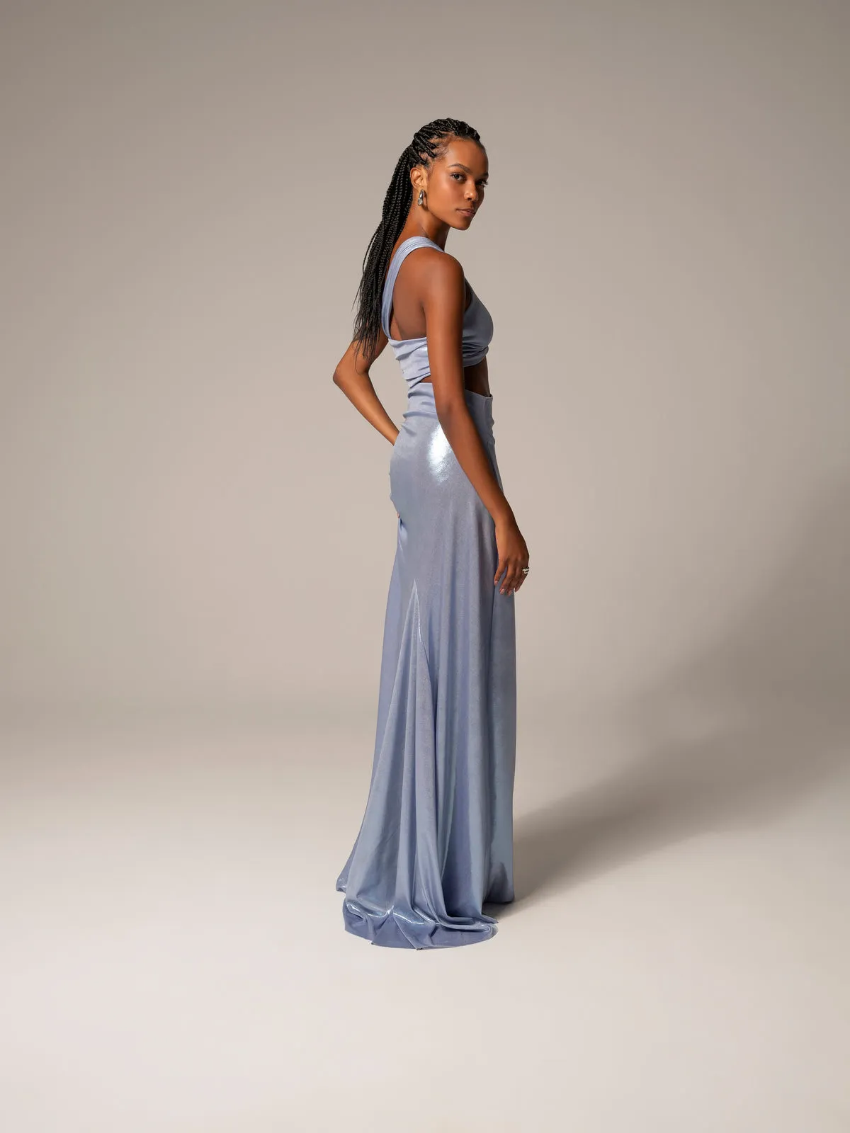 Vestido Longo Com Detalhe Metalizado