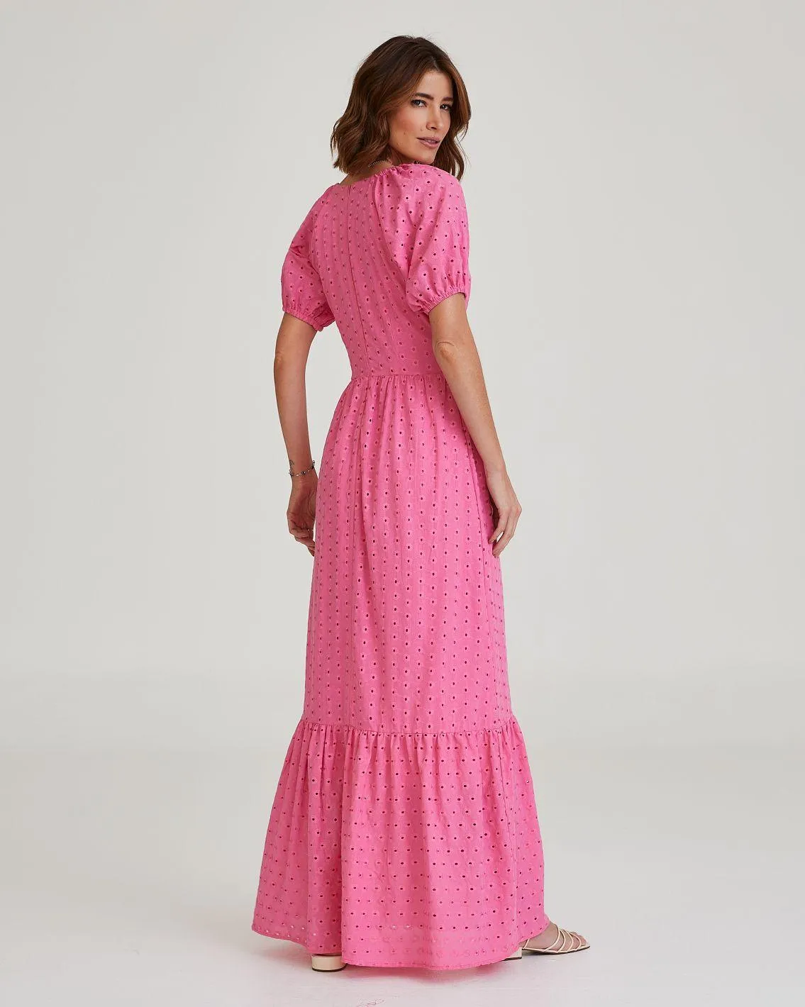 Vestido Longo Laise Rosa Chiclete Emilly