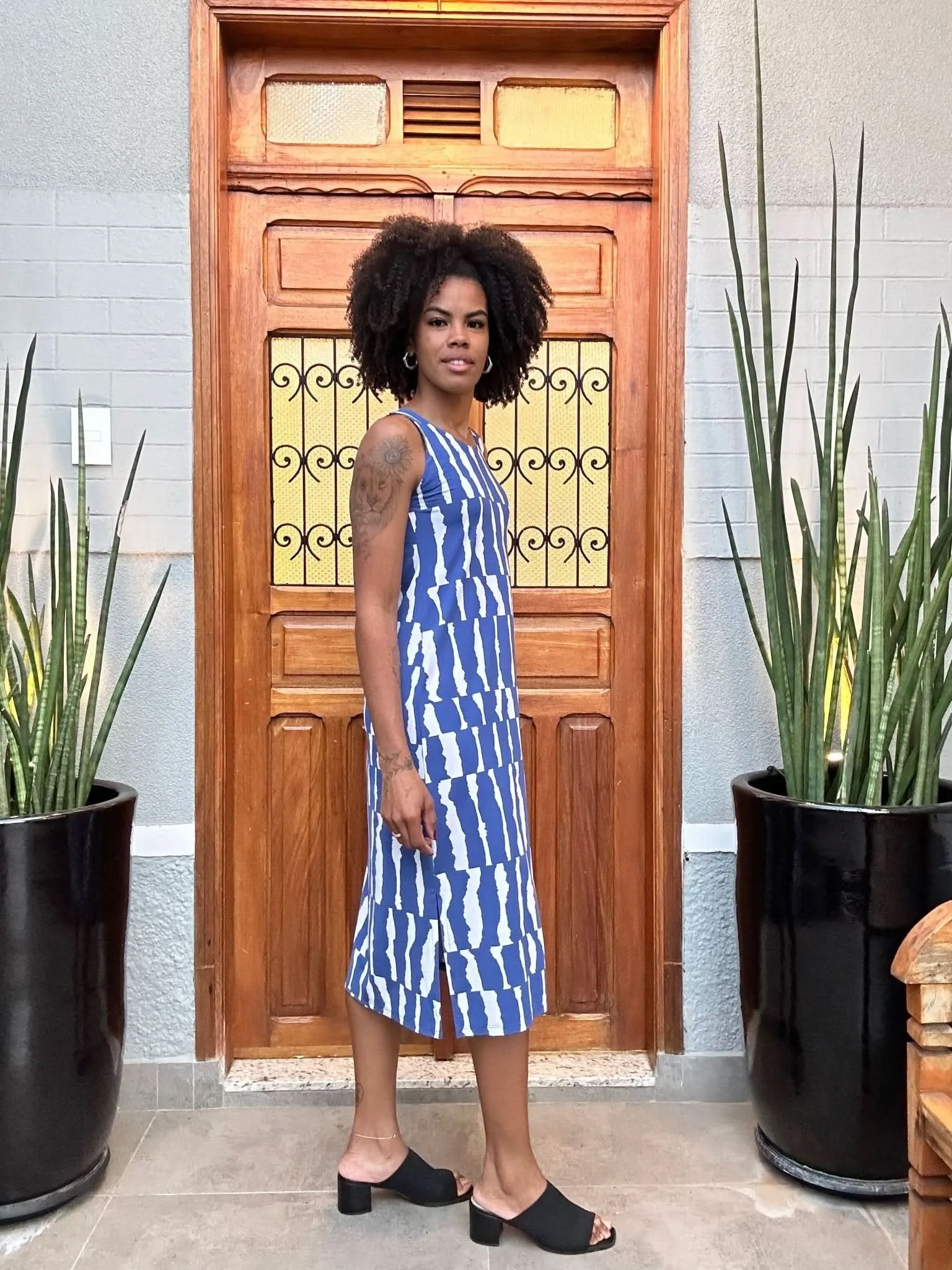 Vestido Yangon Azul Trama Gistel
