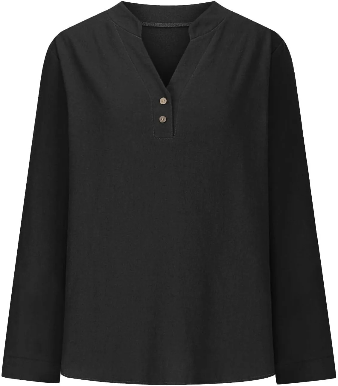 Womens Casual Long Sleeve Tops Dress Shirts Relaxed Fit Cotton Linen Shirts Ladies 2024 Fall V Neck Fashion Pullover