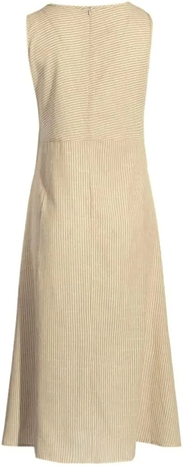 Women's Dresses Summer Casual Striped Sleeveless Round Neck Linen with Pockets Long Maxi Dress Spring, S-2XL