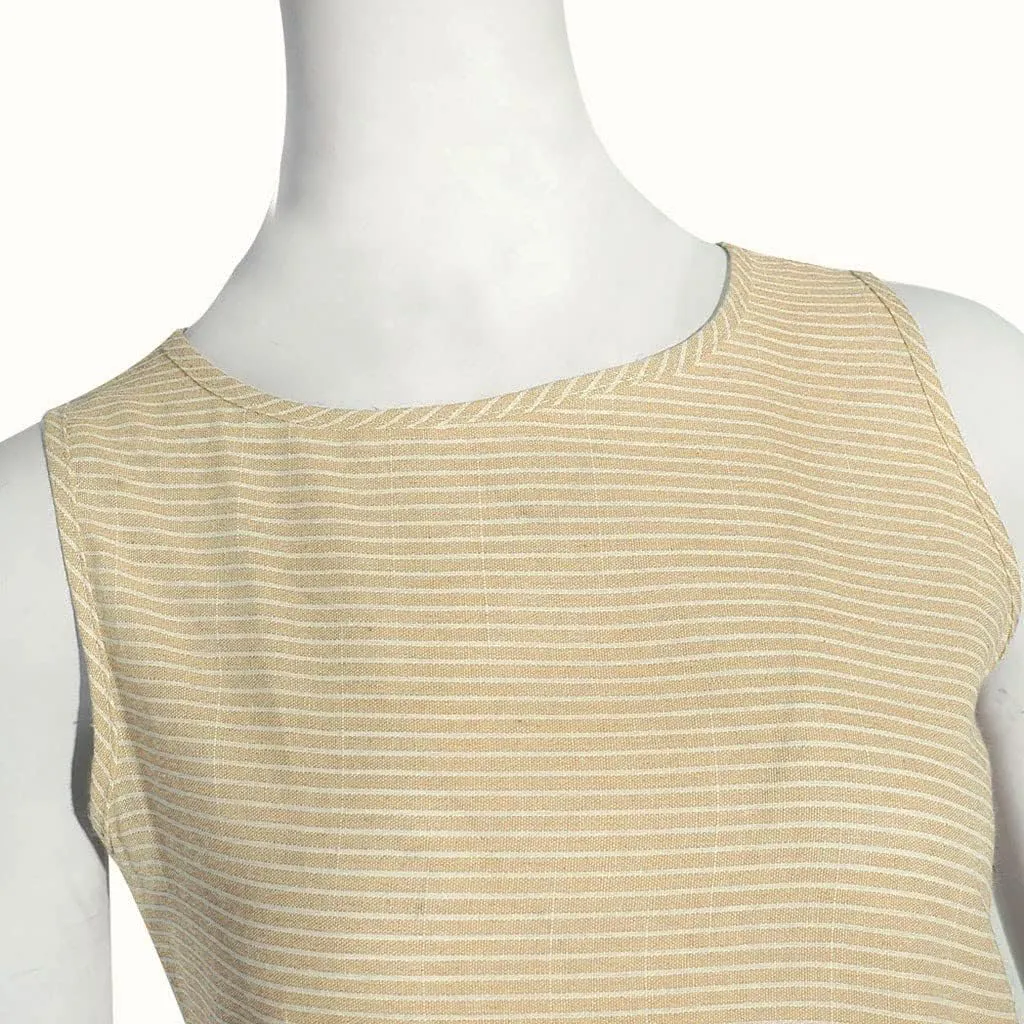 Women's Dresses Summer Casual Striped Sleeveless Round Neck Linen with Pockets Long Maxi Dress Spring, S-2XL